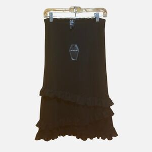 NWT Dolls Kill Grave Girls Skirt Sz S Black Ruffle Elastic Waist Goth Whimsigoth